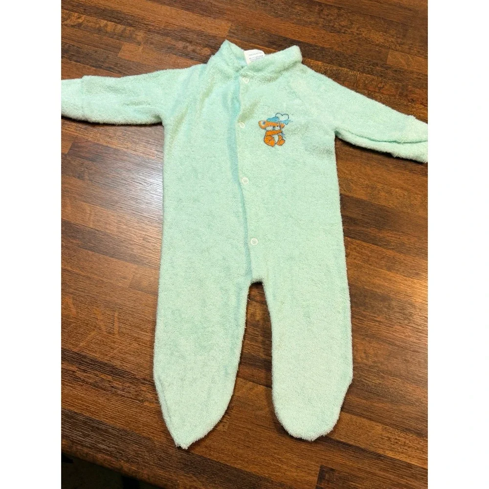 Vintage newborn terry cloth sleepers.  Lilac and mint green.